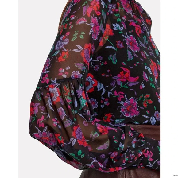 VERONICA BEARD Cicely Silk Floral Print Blouse Size 10 - Picture 3 of 9